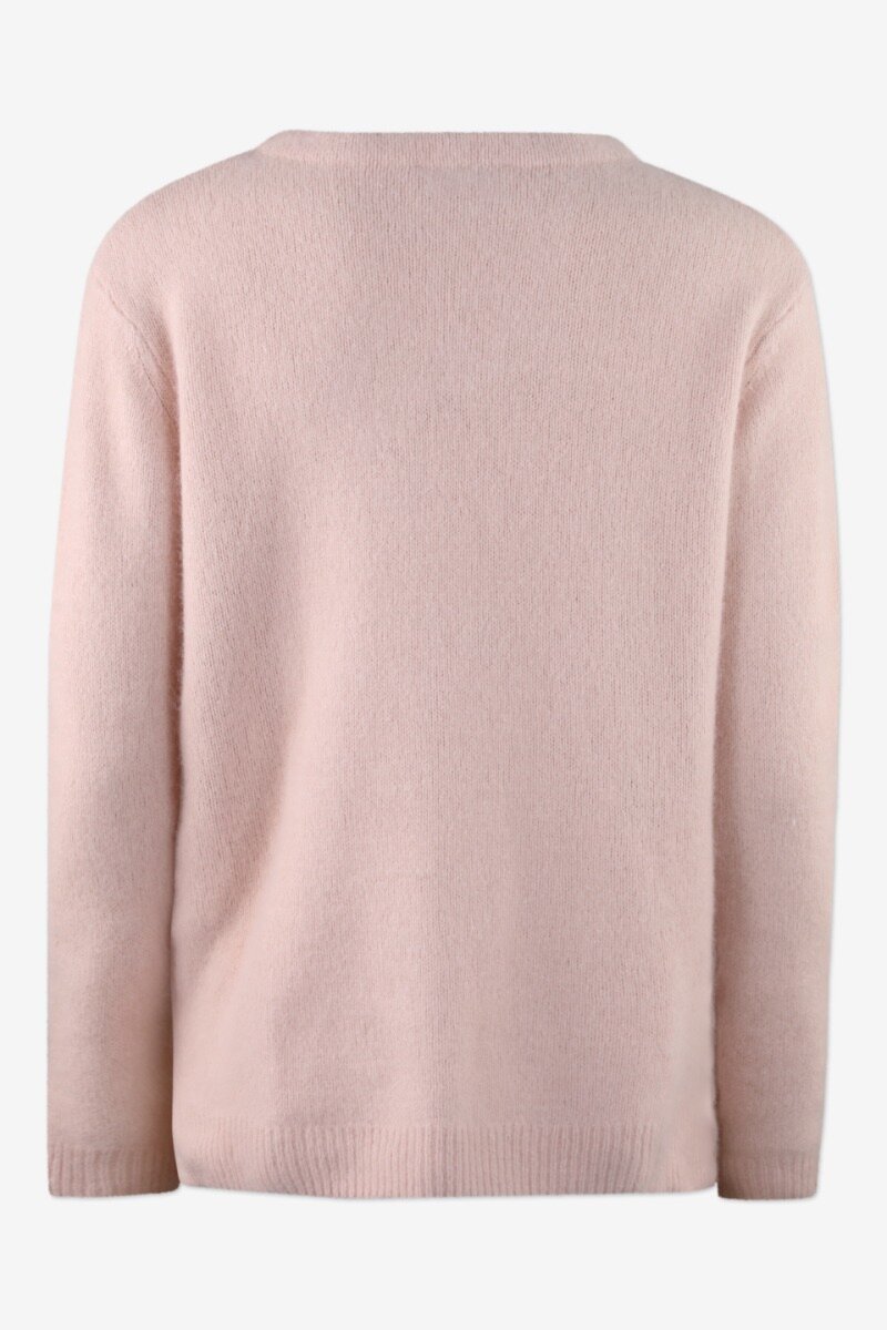 Joie Solid Sweater Peach Blush Tight-fitting sweater with long, tight sleeves and a round neckline - back image